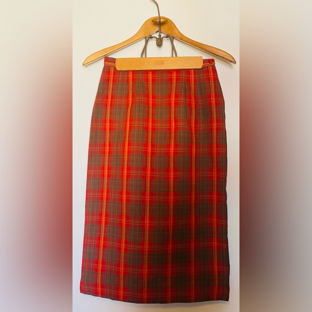 Vintage Miss Pat California Red Plaid Pencil Skirt